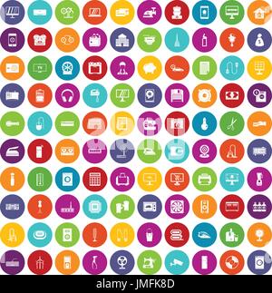 100 appliances icons set color Stock Vector