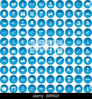 100 hero icons set blue Stock Vector