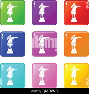 Columbus monument set 9 Stock Vector