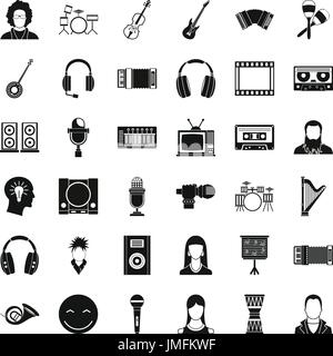 Musical instrument icons set, simple style Stock Vector
