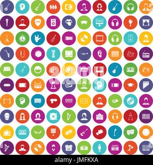 100 audience icons set color Stock Vector