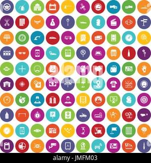 100 auto repair icons set color Stock Vector