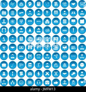100 intelligent icons set blue Stock Vector