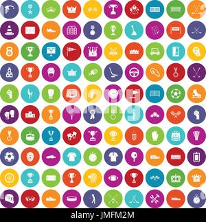 100 awards icons set color Stock Vector