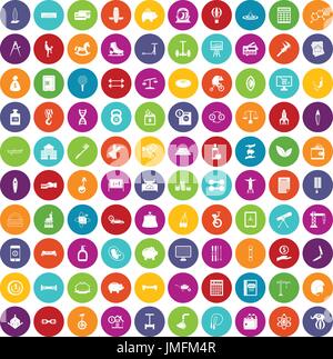 100 balance icons set color Stock Vector