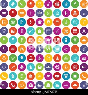 100 banquet icons set color Stock Vector