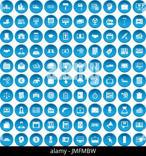 100 lending icons set blue Stock Vector