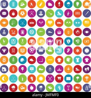 100 baseball icons set color Stock Vector
