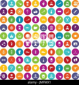 100 beard icons set color Stock Vector