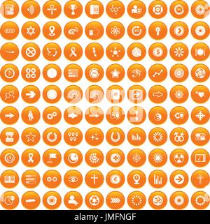 100 graphic elements icons set orange Stock Vector