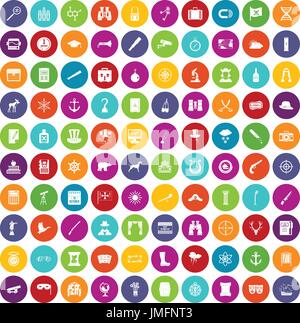 100 binoculars icons set color Stock Vector