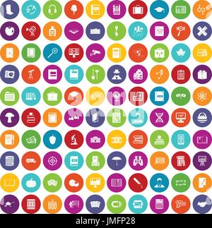 100 book icons set color Stock Vector