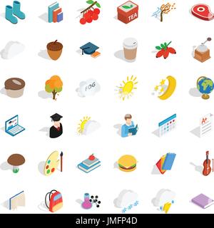 Cold icons set, isometric style Stock Vector