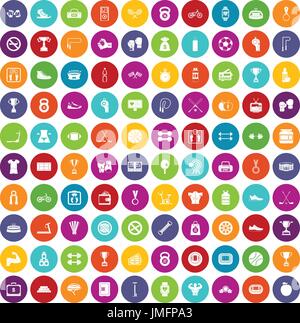 100 boxing icons set color Stock Vector