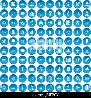 100 officer icons set blue Stock Vector
