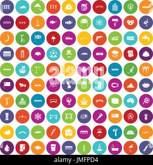 100 bridge icons set color Stock Vector