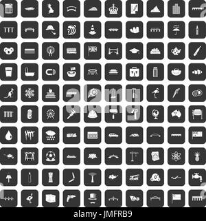 100 bridge icons set in black color isolated vector illustration Stock Vector