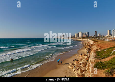 Tel Aviv - 20.06.2017: People on Tel Aviv's beach day time Stock Photo