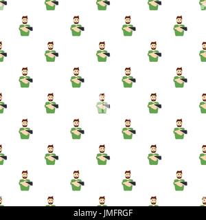 Man taking selfie photo pattern Stock Vector