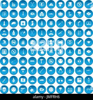 100 oppression icons set blue Stock Vector