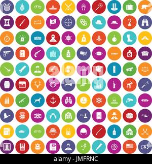 100 bullet icons set color Stock Vector