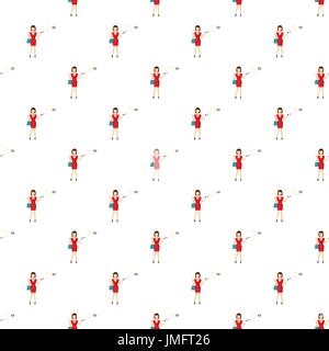 Girl in red dress making selfie pattern Stock Vector