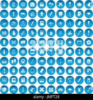 100 paint school icons set blue Stock Vector