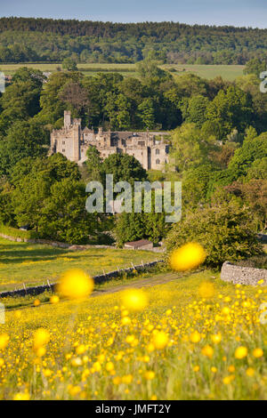 View of Haddon Hall near Bakewell in Derbyshire Stock Photo