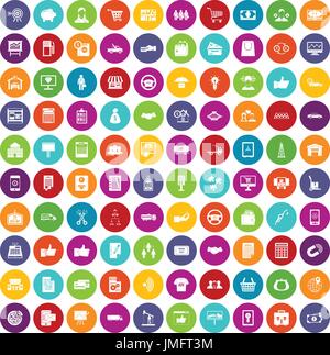 100 business icons set color Stock Vector