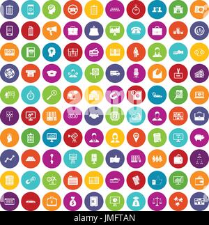 100 business group icons set color Stock Vector