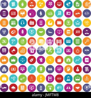 100 business training icons set color Stock Vector