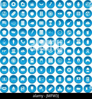100 sandwich icons set blue Stock Vector