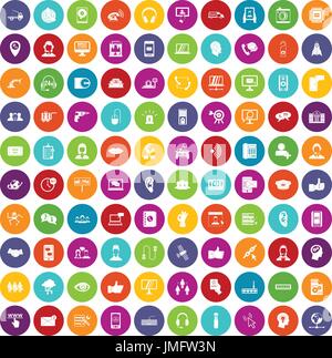 100 call center icons set color Stock Vector