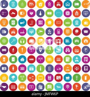 100 camera icons set color Stock Vector
