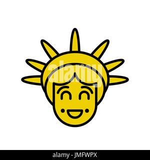 Statue of Liberty emoji. Sightseeing America. Happy head of sculpture of United States.  lucky Avatar New York. American symbol of freedom. Stock Vector
