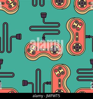 Joystick seamless pattern. Gamepad ornament. VideoGame Controller Texture Stock Vector
