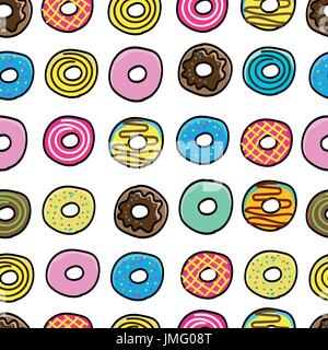 Donuts sweet pattern seamless vector illustration. Stock Vector
