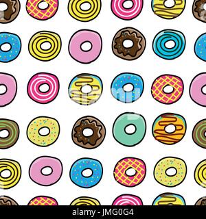 Donuts sweet pattern seamless vector illustration. Stock Vector
