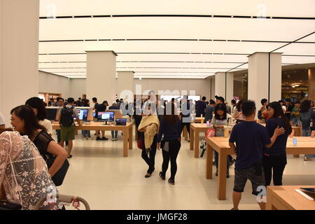 Crowds of people at the grand opening of the 1st Apple headquarters located in Taipei 101 building, Taipei, Taiwan. Stock Photo