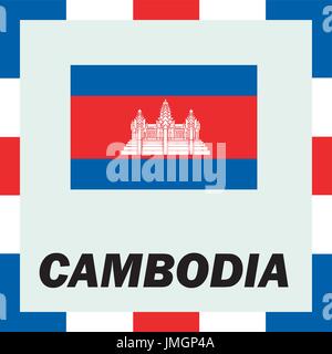 Official ensigns, flag and coat of arm of Cambodia Stock Vector