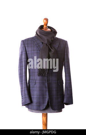 Men dummy in suit with scarf isolated on white background Stock Photo