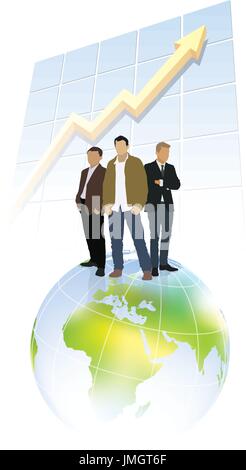 A group of businessmen standing in front of a colossal businessman ...