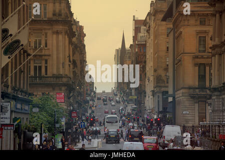 Saint Vincent Street, Glasgow, United Kingdom heavy traffic smog exhaust fume aura Stock Photo