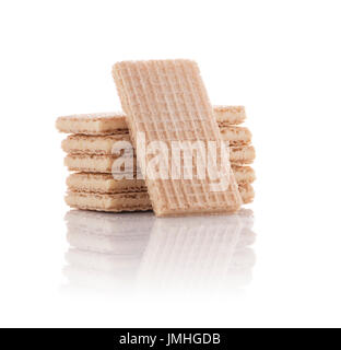 Group of Wafer Biscuits Isolated on White Background Stock Photo