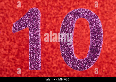 Number Ten Purple Color Over A Purple Background. Anniversary ...