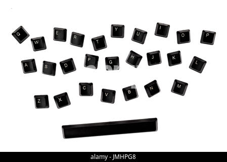 black qwerty keyboard keys set on white background Stock Photo