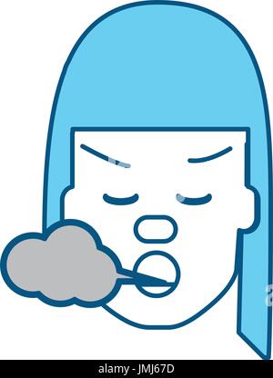 Woman smoking cartoon over white background icon Stock Vector