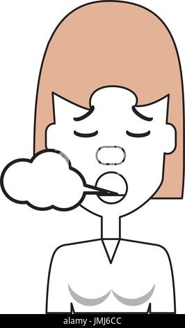 Woman smoking cartoon over white background icon Stock Vector