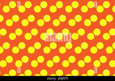 Tennis ball on orange background - vector pattern, balls tennis seamless pattern design, Stock Vector