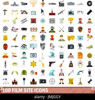 100 film site icons set, flat style Stock Vector Image & Art - Alamy